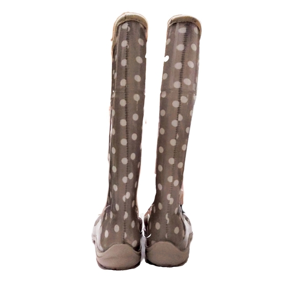 New! Itasca Womens 10M Gray Polka Dot Tall Rain Boots - Picture 7 of 8
